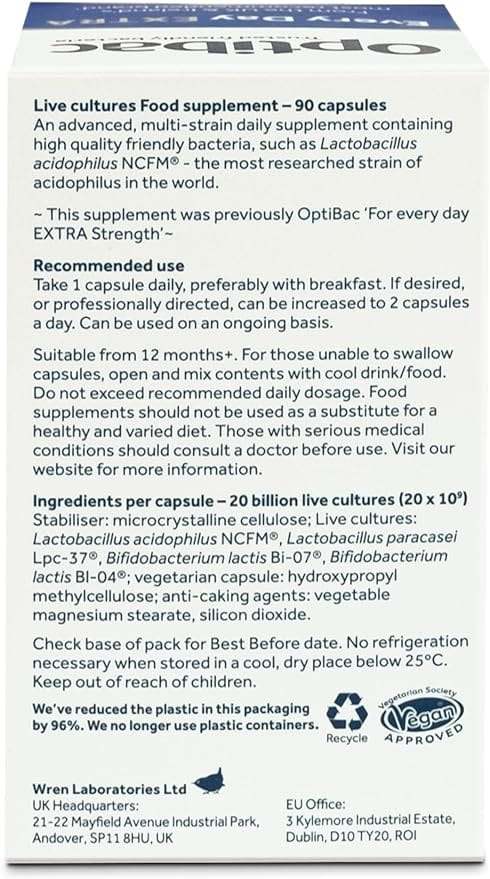 Jeden Tag extra veganer Probiotikum, 90 Kapseln - Optibac