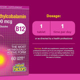 B12, Methylcobalamin, 5000 mcg, 60 žvýkacích tabletů - přirozené faktory