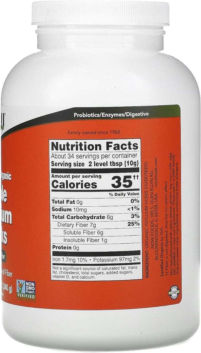 Coupes de psyllium entières biologiques 12 oz (340 g) - maintenant les aliments