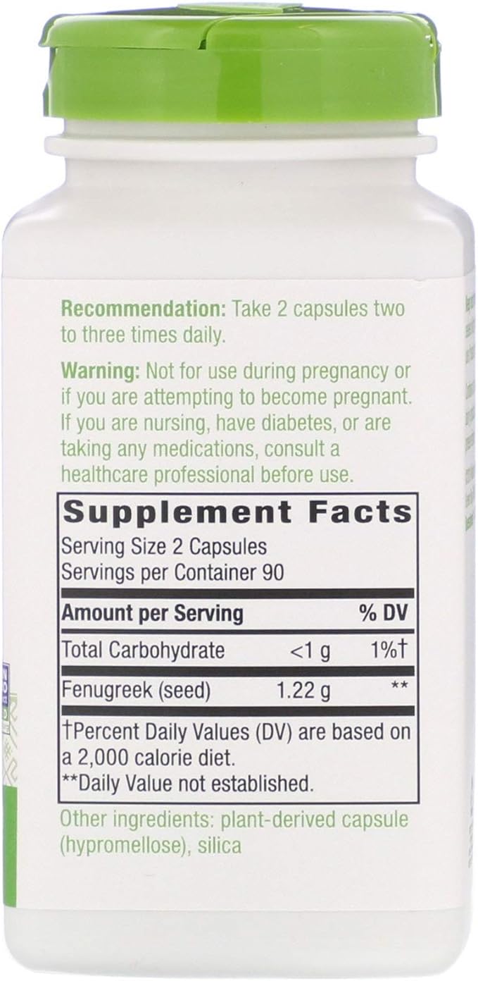 Fenugreek Seed 1220 mg, 100 vegan κάψουλες - τρόπος φύσης