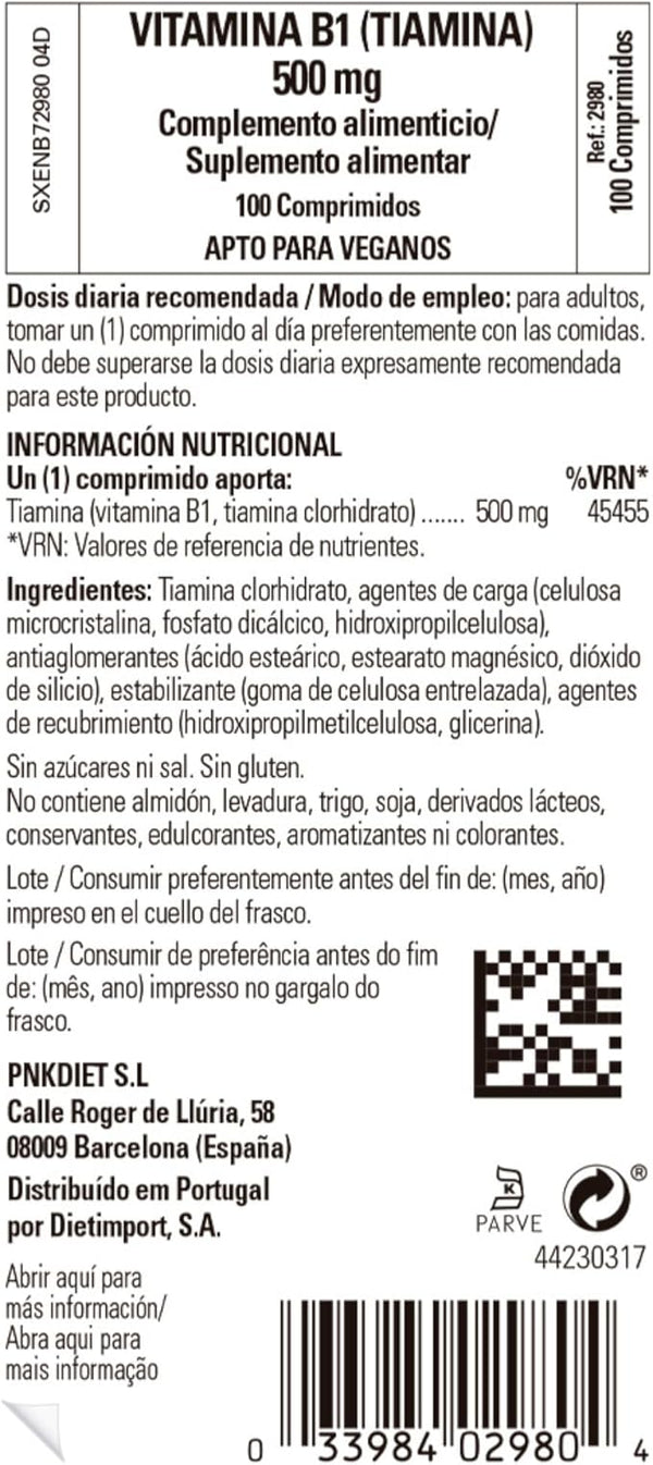 B1 -vitamin (tiamin), 500 mg, 100 tabletta - Solgar