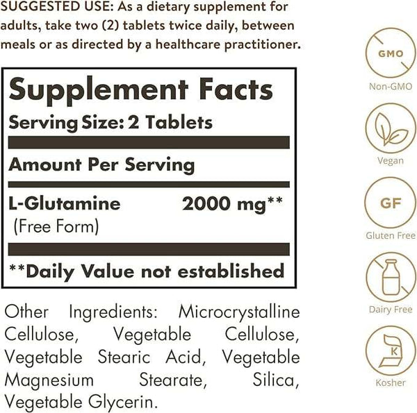 L -glutamin, 1000 mg, 60 tabletter - Solgar