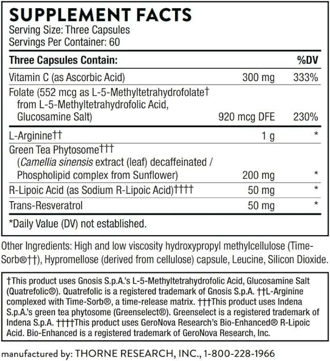 L-arginina plus- 180 cápsulas- Thorne