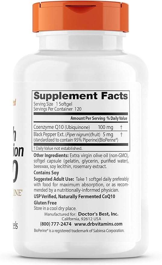 Ad alto assorbimento CoQ10 con bioperina 100mg, 120 Softgels - Doctor's Best