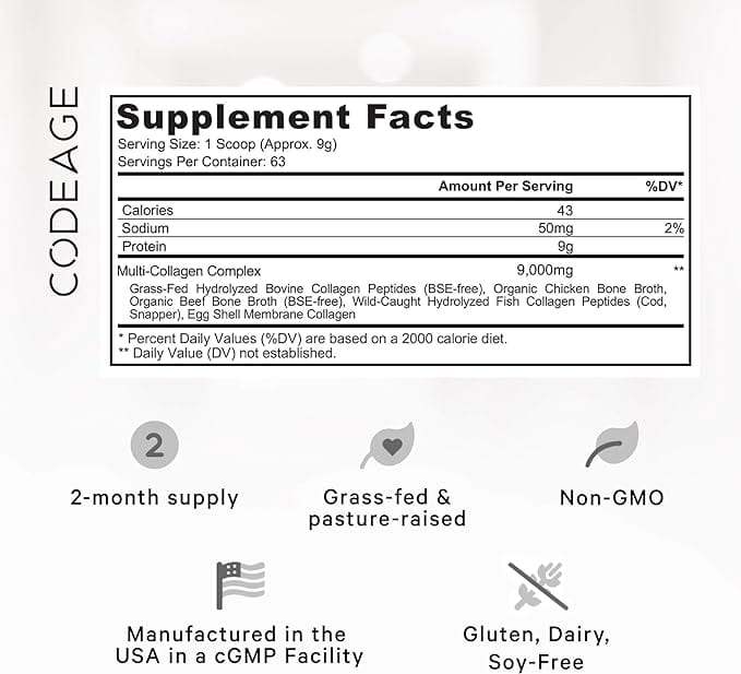 Multi -kollagenpeptider pulver, 567g - Cateage