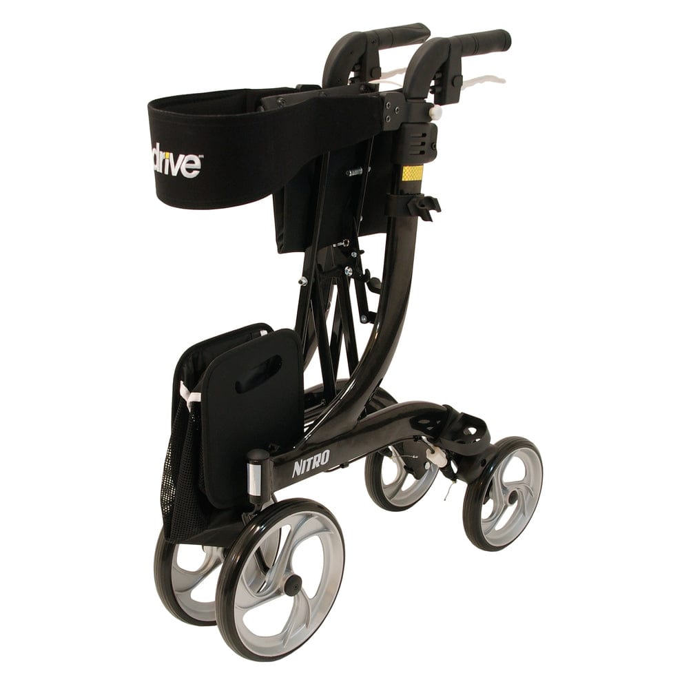Drive Devilbiss Nitro Rollator with Seat – Lightweight Folding Walker with 10” Wheels & Adjustable Handles