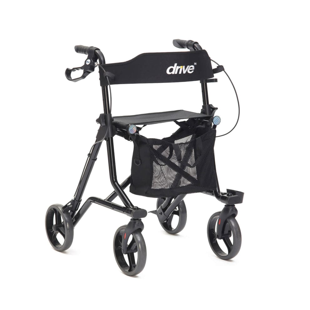 Torro Lightweight Folding Rollator with Seat – 8” Wheels, Lockable Brakes, Adjustable Handles