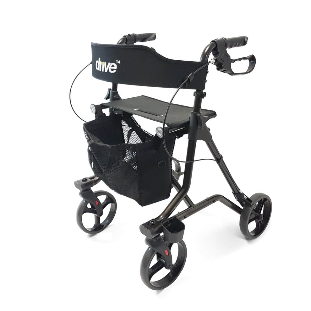 Torro Lightweight Folding Rollator with Seat – 8” Wheels, Lockable Brakes, Adjustable Handles