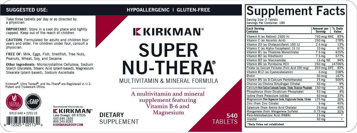 Super Nu -thera, 540 Caplets - Kirkman Laboratories