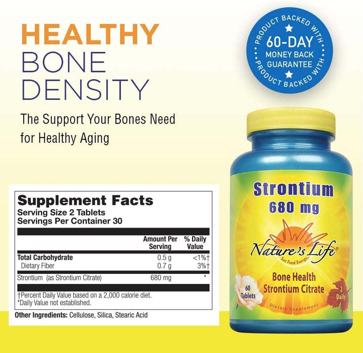Strontium 680 mg 60 comprimés - La vie de la nature