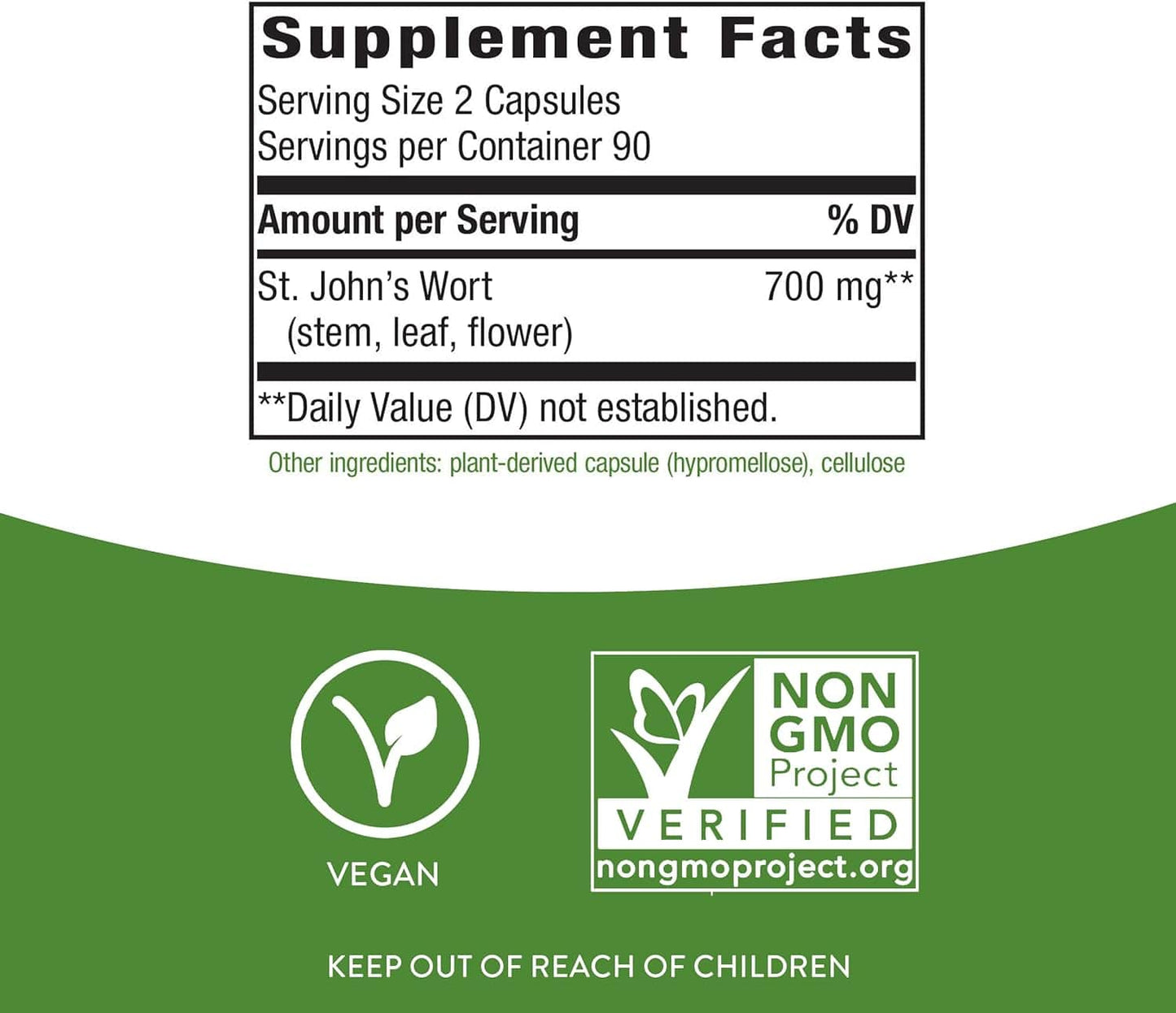 St. John's Wort Herb 350 mg 180 Cápsulas - Nature's Way