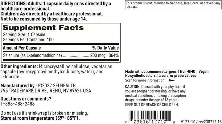 Seleno tapasi 200 mcg, 100 kapselia - Klaire Labs (SFI Health)