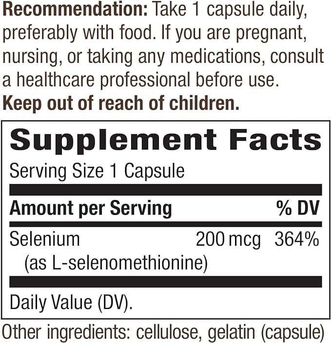 Selenium, 200mcg, 100 capsules - Nature's Way