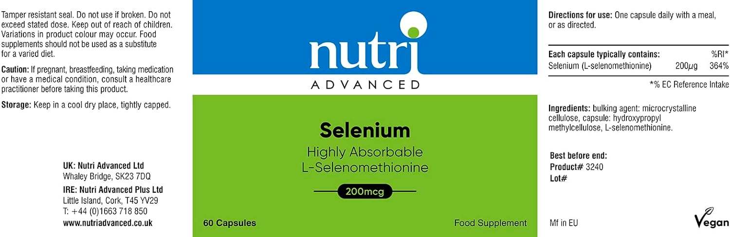 Selenium 200UG 60 Caps - Nutri Advanced