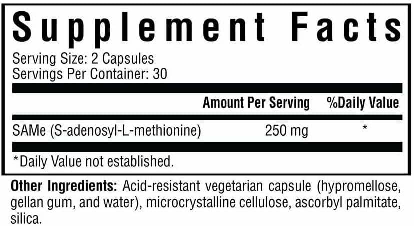 SAMe - 250 mg - 60 Acid-Resistant Vegetarian Capsules - Seeking Health