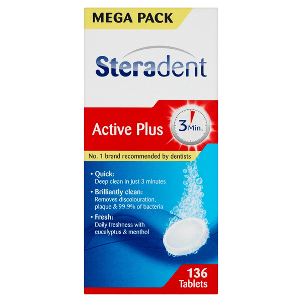 Steradent Active Plus Tablets Pack of 136 - welzo