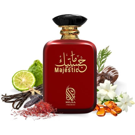 Majestic 100ml Perfume by Nylaa Rouge Blend of Woody Floral Aroma with Tonka Bean & Sweet Vanilla Unisex Eau De Parfum