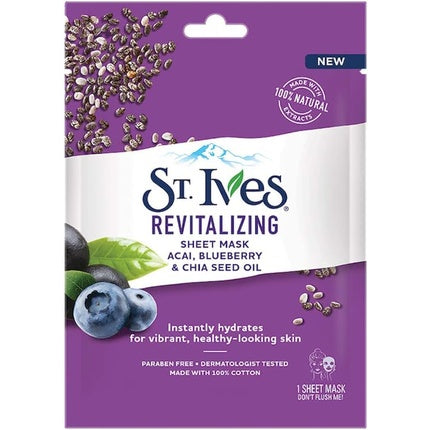 St Ives Revitalising Acai, Blueberry and Chia Seed Oil Sheet Mask 23ml