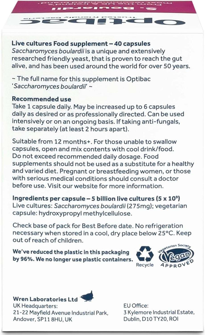 Saccharomyces boulardii 40 capsule - optibac