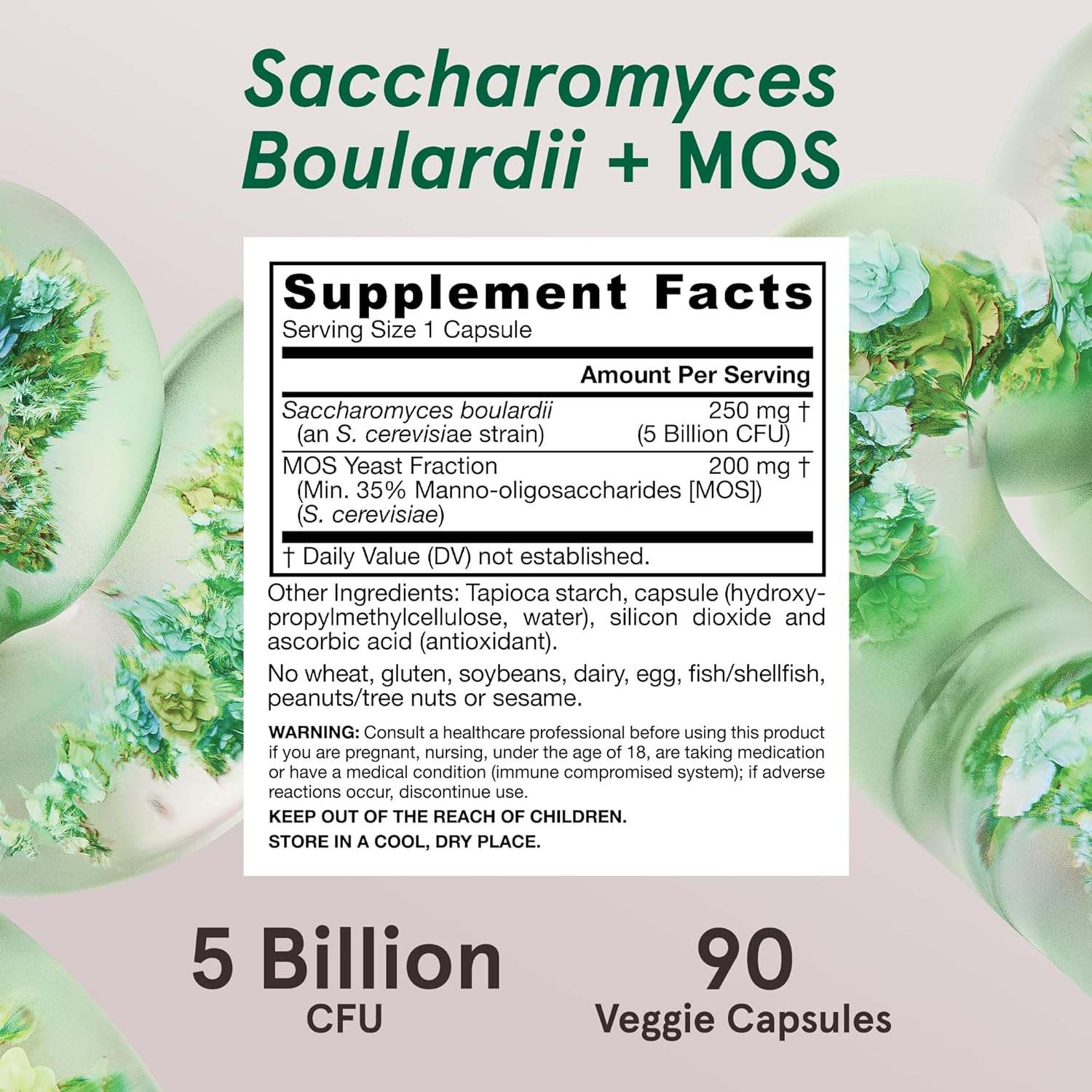 Saccharomyces Boulardii + Mos, 90 κάψουλες - Jarrow Formulas