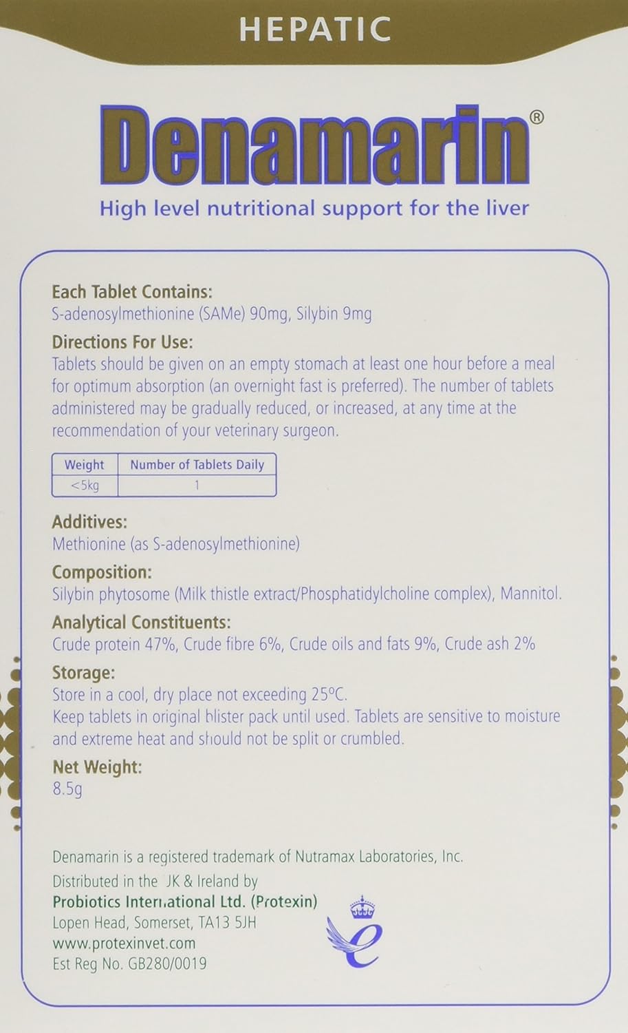 Denamarin Tablets for Cats/Small Dogs Up To 5kg 90mg Pack of 30