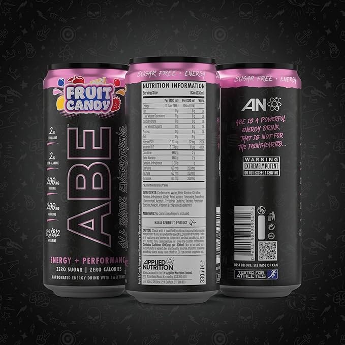 Applied Nutrition ABE Energy + Performance Cans, Fruit Candy - 12 x 330 ml