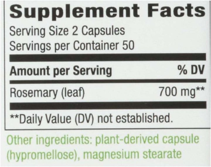 Rosmarinblad, 700 mg, 100 vegankapslar - naturens väg