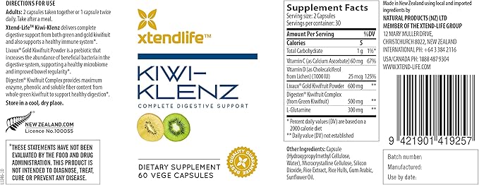 Kiwi-Klenz (formerly Digesten-K) - 60 Veg Caps - XtendLife