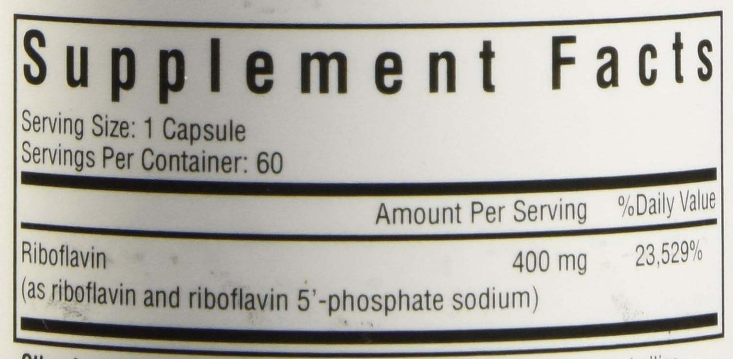 Riboflavin 400 mg - 60 vegetariske kapsler - Søger helbred