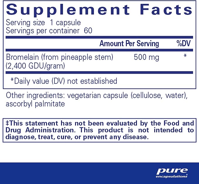 Bromelain 2400 - 500 mg, 60 Caps - Encapulation pure