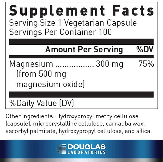 Oxyde de magnésium 500 mg 100 Caps - Douglas Labs - Soi