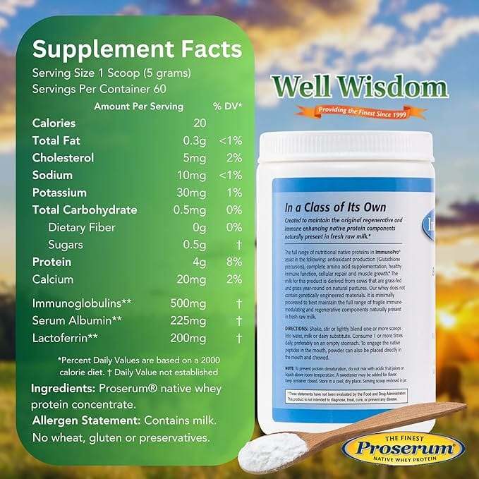 Immunopro, het beste biologisch actieve niet -versterkte wei -eiwit, natuurlijk, 10,6 oz (300 g) - Well Wijsheid