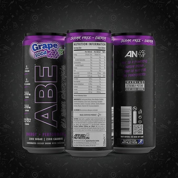 Applied Nutrition ABE Energy + Performance Cans, Grape Soda - 12 x 330 ml