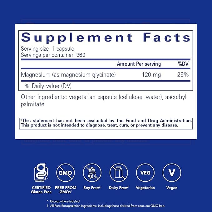 Magnésium (glycinate) 360 Caps - Encapulation pure