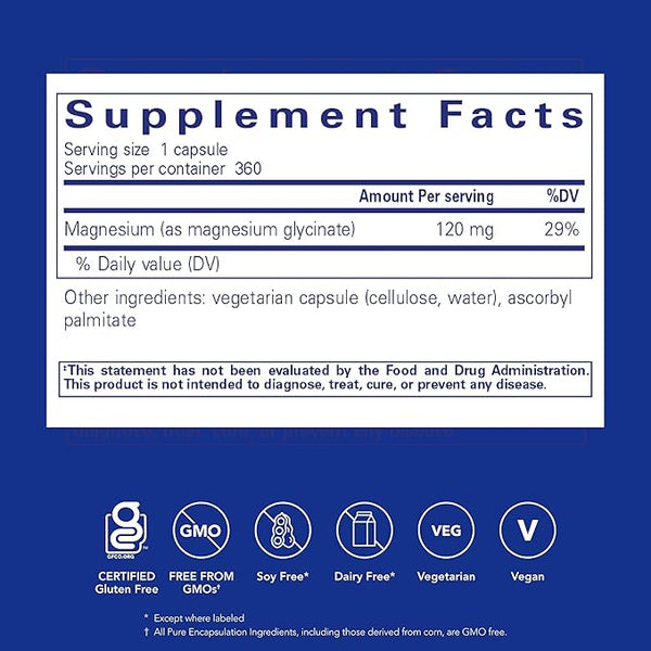 Magnesium (glycinat) 360 hætter - Pure indkapsling