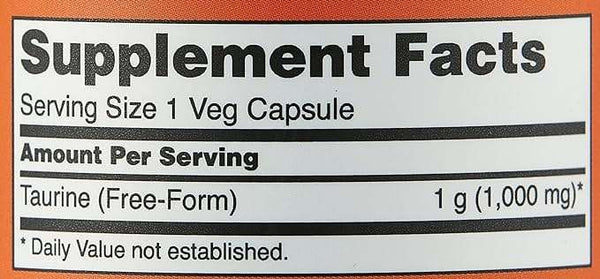 Taurine 500mg, 100 Capsules - Now Foods