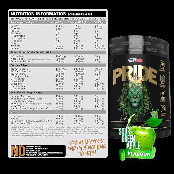 EHP Labs Pride Pre-Workout 384g Sour Green Apple