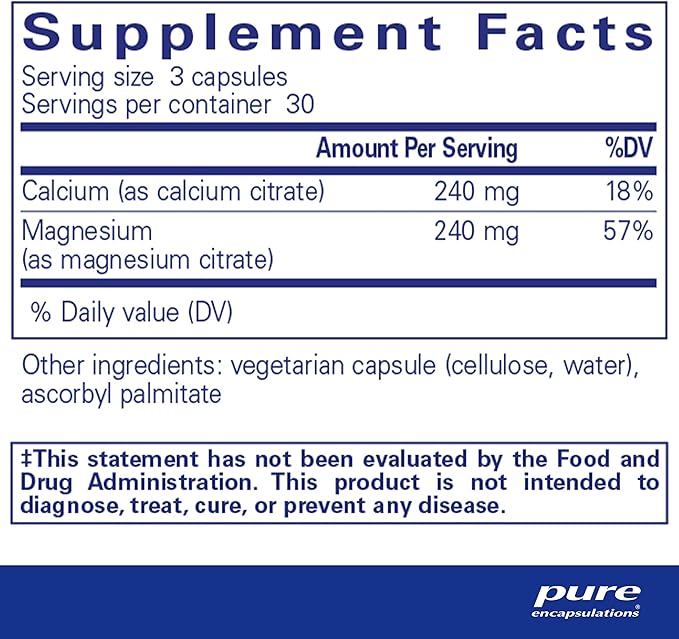 Calcium Magnesium (citrate) 90 capsules - Pure Encapsulations