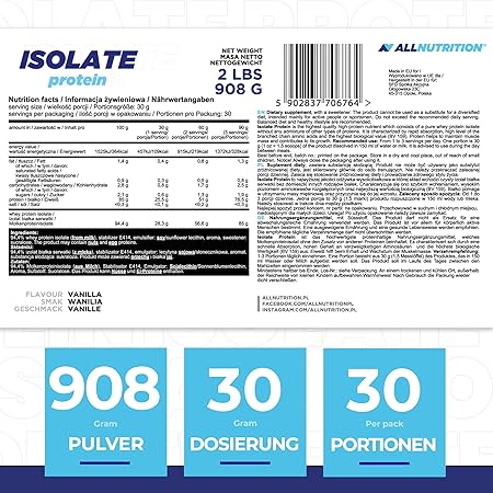 Allnutrition Isolate Protein, Vanilla - 2000 grams