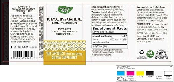 Niacinamide 500mg, 100 Capsules - Nature's Way