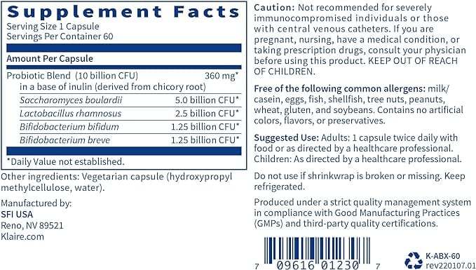 Suport ABX, 60 de capsule - Klaire Labs (SFI Health)