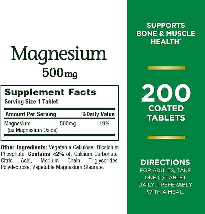 Magnesium, 500 mg, 200 tabletter - Naturens dusør