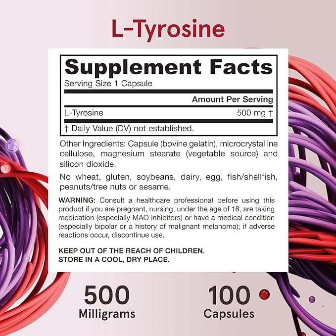 L -τυροσίνη 500mg, 100 κάψουλες - Jarrow Formulas