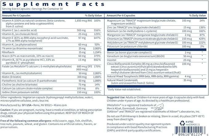 Cápsulas Vitaspectrum 180 - Klaire Labs (SFI Health)