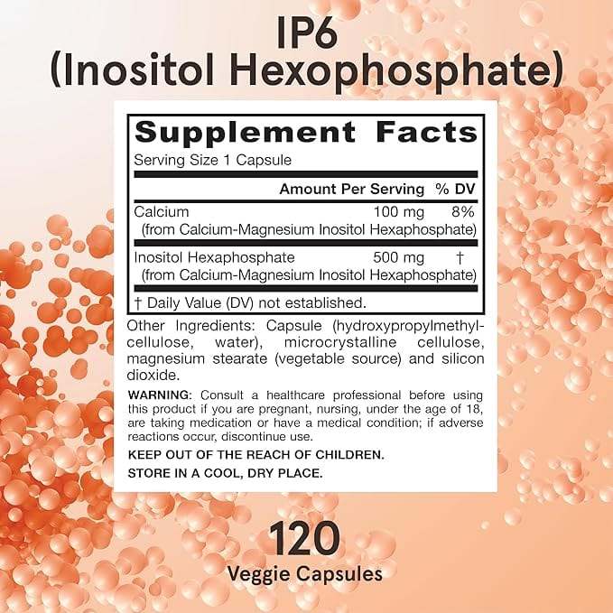 IP6, iositol hexafosfato 500mg, 120 cápsulas - fórmulas Jarrow