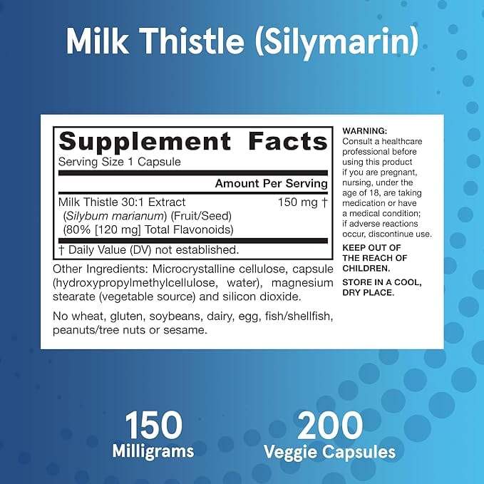 Milk Thistle 150mg, 200 cápsulas - Jarrow Fórmulas