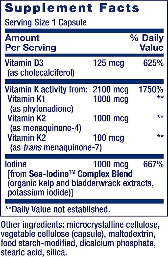 Vitamine D und K mit Meersiod, 60 Kapseln - Lebensverlängerung