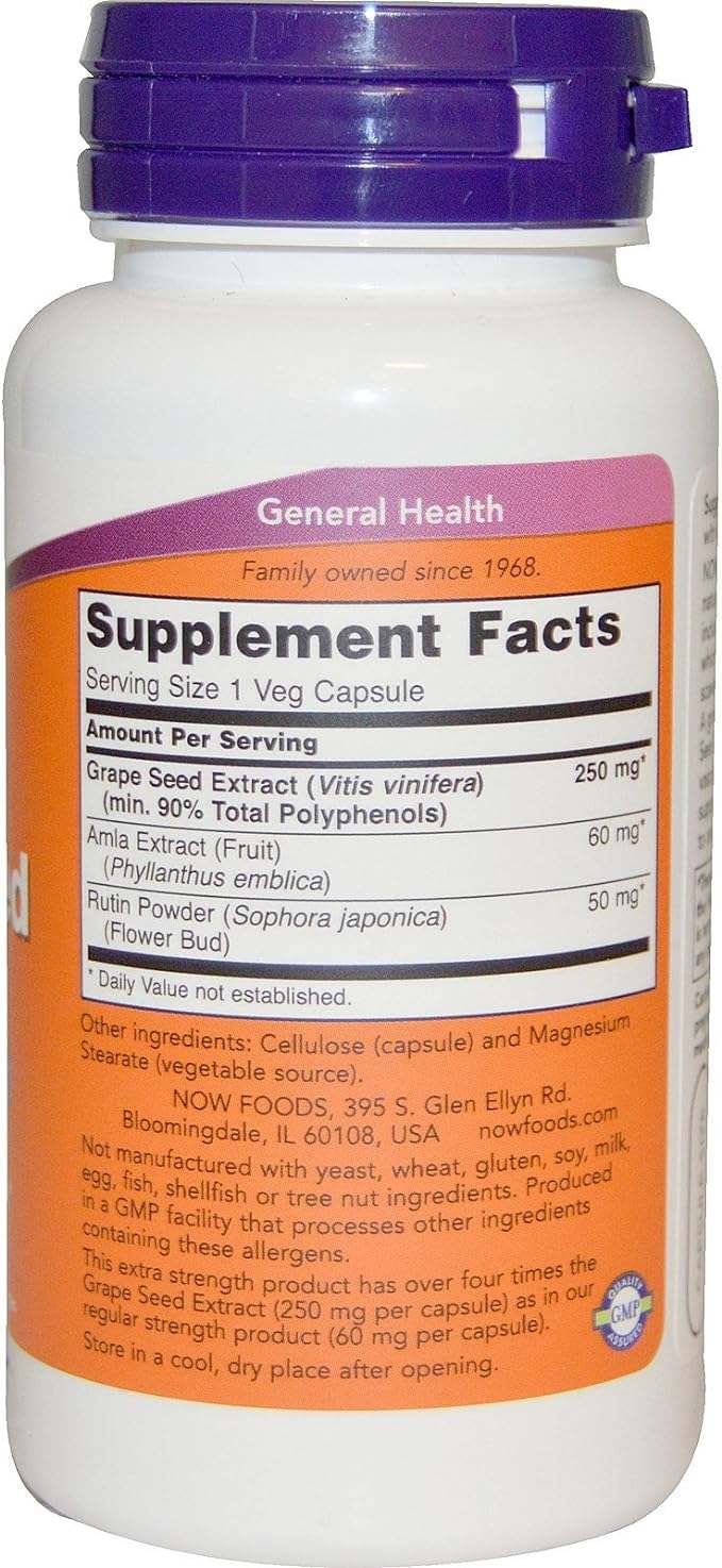 Semi d'uva, forza extra, 250 mg, 90 Cap veg - Ora alimenti