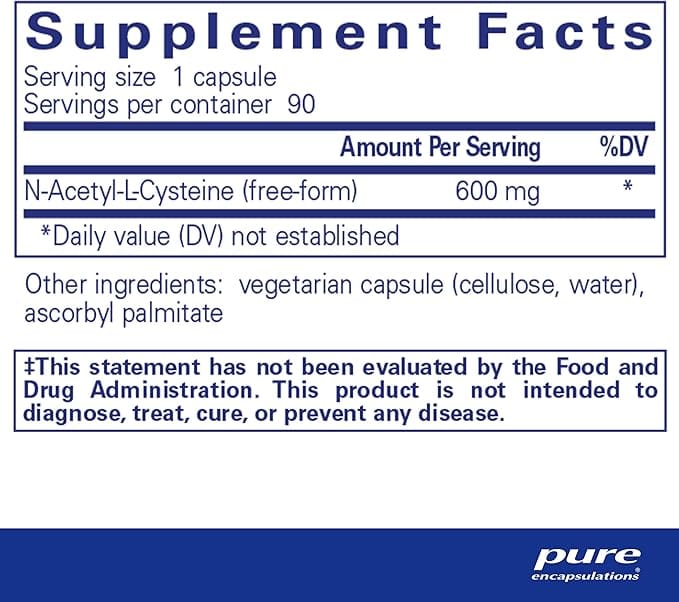 NAC, 600mg, 90 VCAPS - Pure Encapsulations