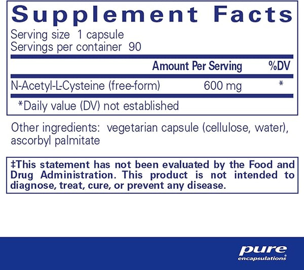 NAC, 600 mg, 90 VCaps - puhdasta kapselaatiota